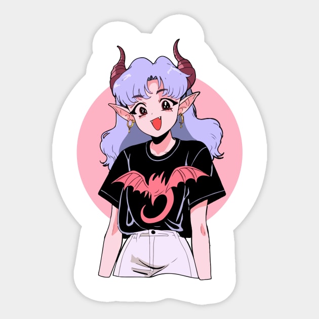 Cute Anime Demon Girl Sticker by DragonDream